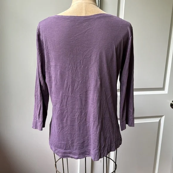 J Jill featherweight pocket tee. Medium. 100% pima cotton. Purple. - Picture 3 of 5